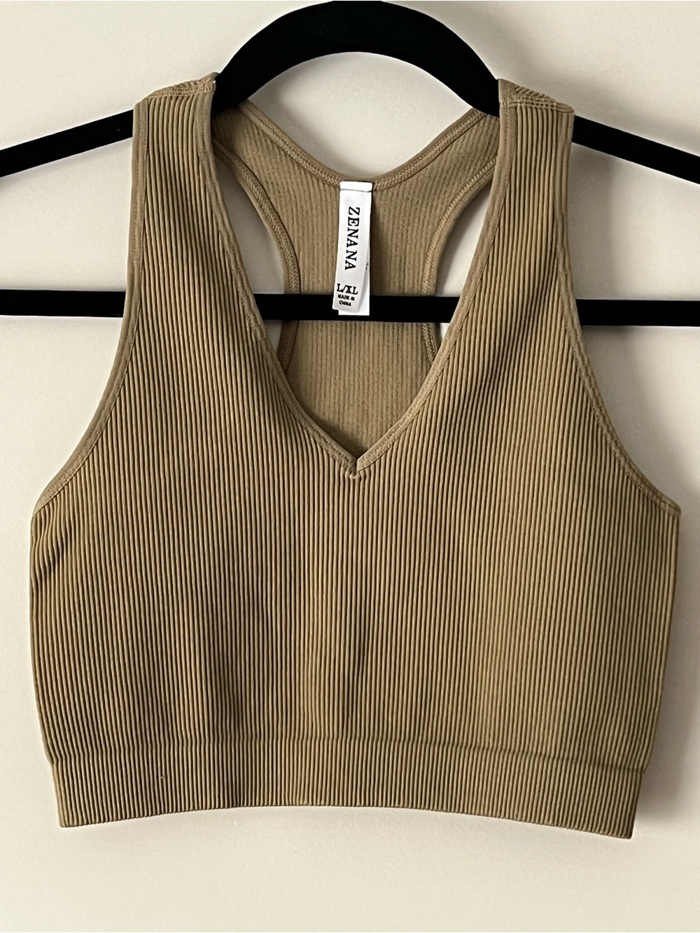 Zenana Outfitters Ribbed Racerback Crop Top - Olive